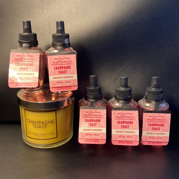 Bath & Body Works Other - 🆕 🥂 CHAMPAGNE TOAST - Candle & 6 Wallflowers Bundle Bath & Body Works Refills